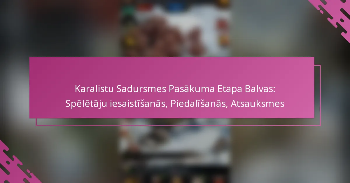 Karalistu Sadursmes Pasākuma Etapa Balvas: Spēlētāju iesaistīšanās, Piedalīšanās, Atsauksmes