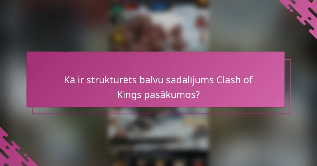 Kā ir strukturēts balvu sadalījums Clash of Kings pasākumos?