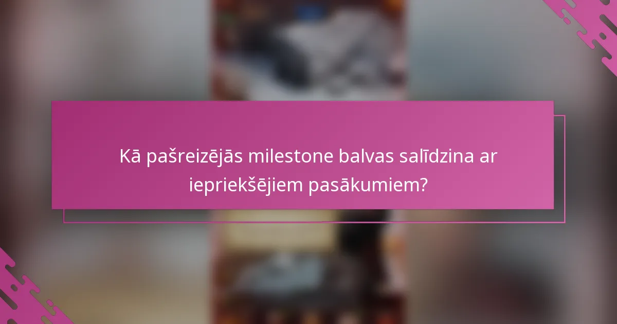 Kā pašreizējās milestone balvas salīdzina ar iepriekšējiem pasākumiem?