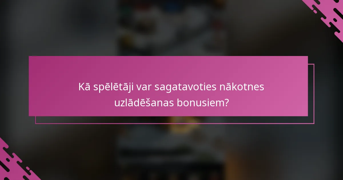Kā spēlētāji var sagatavoties nākotnes uzlādēšanas bonusiem?